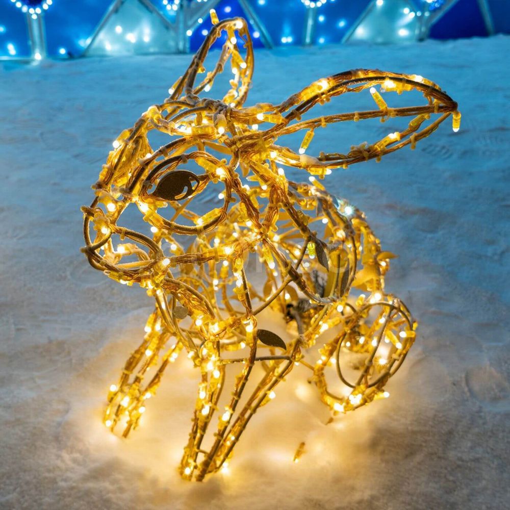 Светодиодные фигуры "Золотые Зайцы" - 3 шт