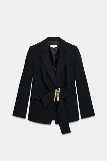 ZARA БЛЕЙЗЕР С ПРЯЖКОЙ, ЧЕРНЫЙ
