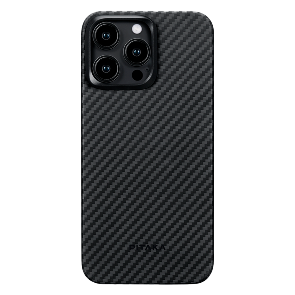 Чехол из арамидного волокна с поддержкой MagSafe PITAKA MagEZ Case 4 600D для iPhone 15 Pro, Black / Grey Twill (Cаржевое переплетение)