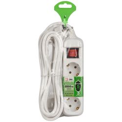 Удлинитель электрический ЭРА UDL-16-350-ES Greenline 3 розетки с заземлением с выключателем 5м ПВС 3x1мм2 | Бытовые удлинители