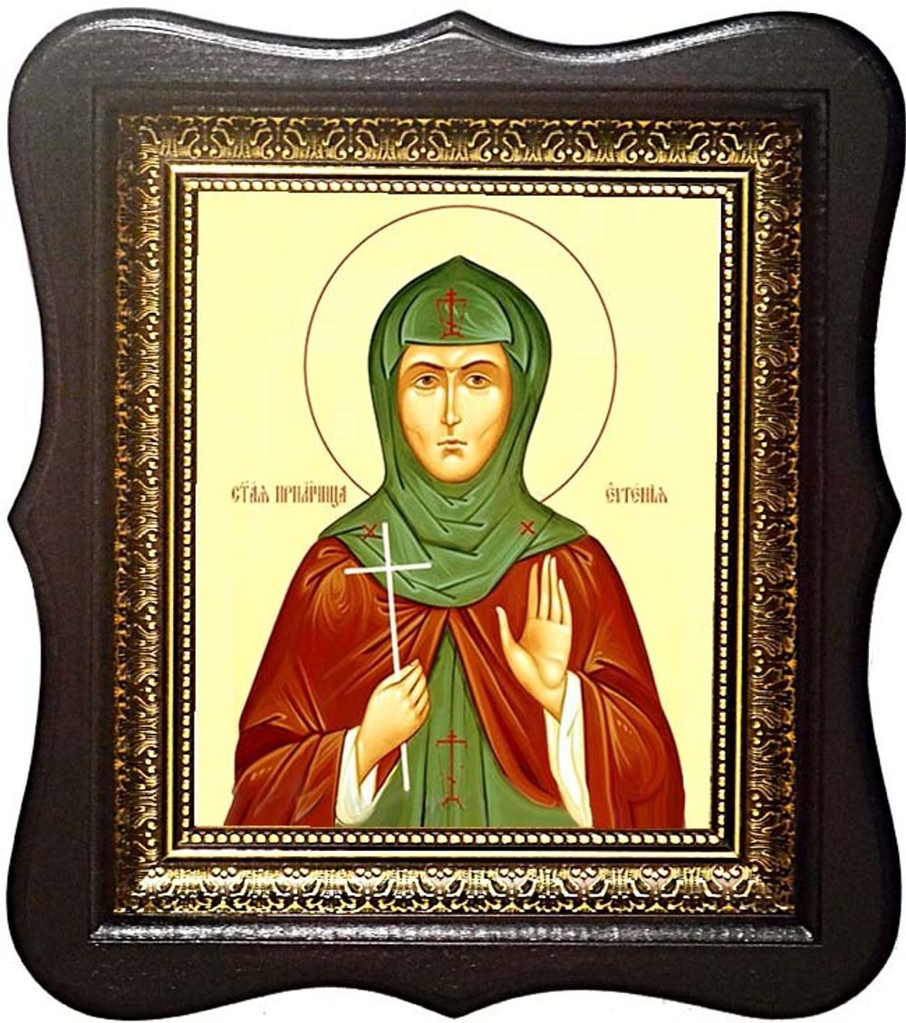 Евгения Лысова Преподобомученица. Икона на холсте в большом киоте.