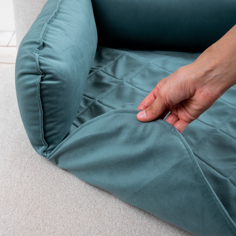 Диванный лежак из микровелюра, аквамарин 70х50 Rachel WOW