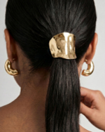Резинка для волос металлическое полукольцо «WAVY HAIR CUFF», золото/серебро
