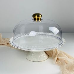 Lenardi 109-270 Тортовница 30,5см на ножке с крышкой ORCHIDEA в под.уп.(х4)Фарфор