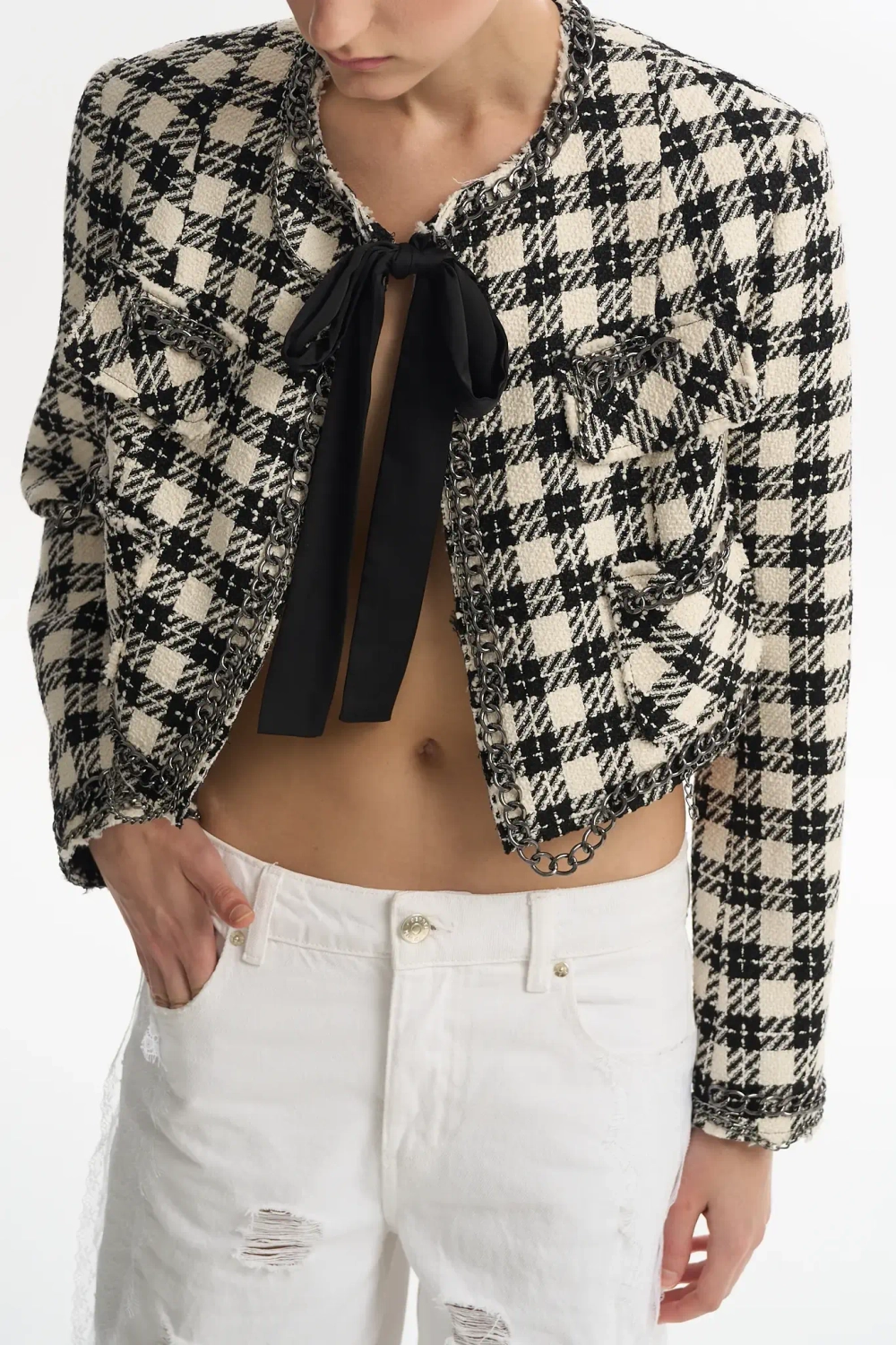 Жакет с цепями в клетку