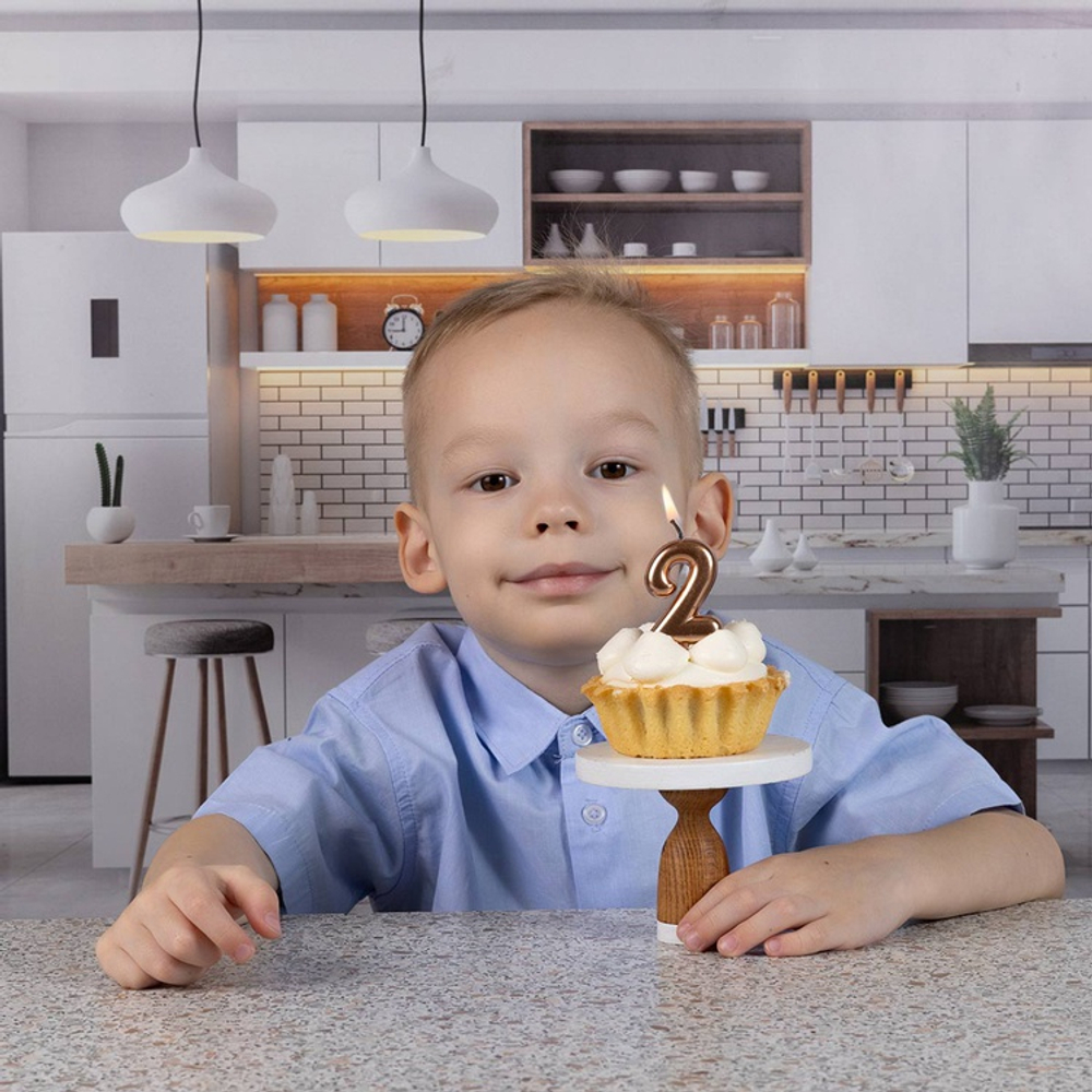 Свечи-цифры Розовое золото 4,5см