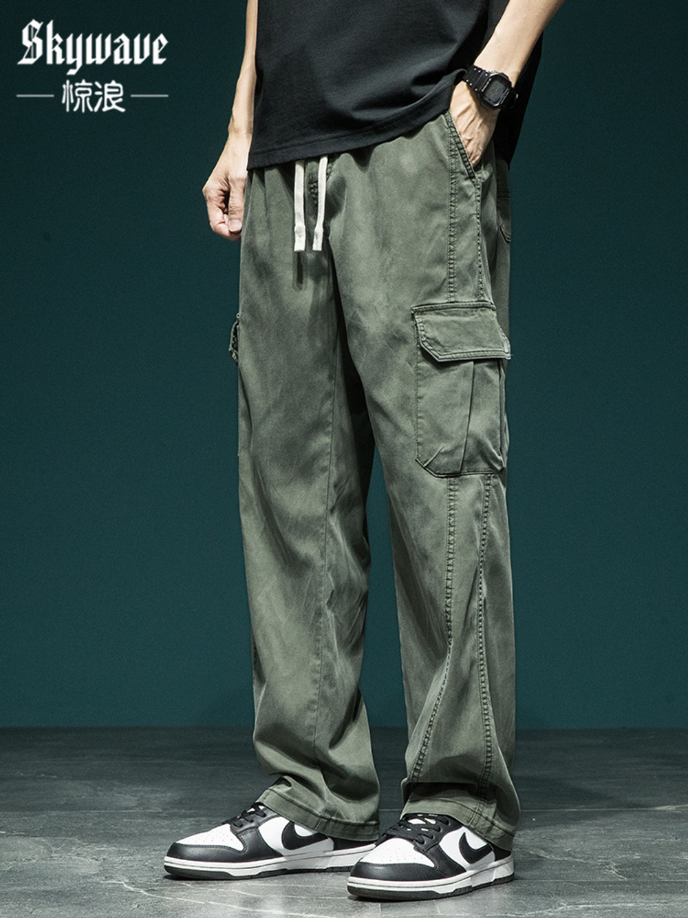 Летние тонкие карго-штаны, мужские прямые свободные брюки большого размера, повседневные длинные брюки, рабочая одежда, универсальные спортивные брюки для мужчин