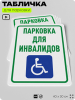 Табличка для парковки "Парковка для инвалидов", для дома, офиса, организаций, 40х30 см, Silver Plane x Айдентика Технолоджи