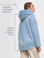 Шуба с капюшоном, голубая, Северина