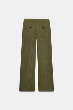 ZARA ПРЯМЫЕ БРЮКИ С ДЕКОРАТИВНОЙ СТРОЧКОЙ, ХАКИ