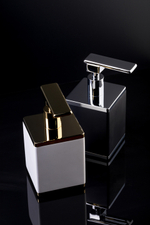 Стакан для ватных дисков квадратный черный-золото