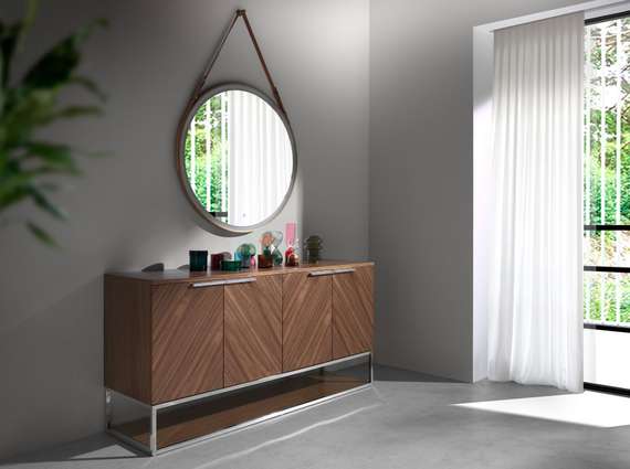 Сервант 3233/MK1502A из ореха и хромированной стали