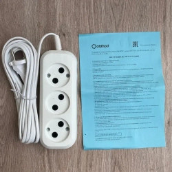 Электрический удлинитель тройник Obihod обиход ШВВП, 5м, белый, 6A