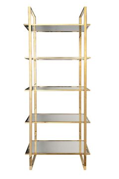 47ED-00401 Стеллаж прозр.стекло/золото 81*40*200см