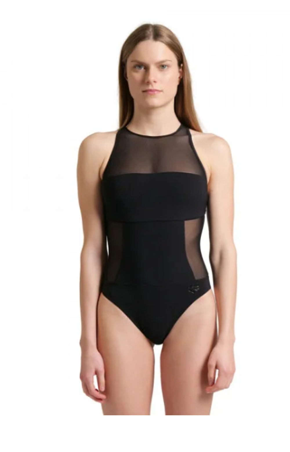 Mesh panel one piece swimsuit best sale