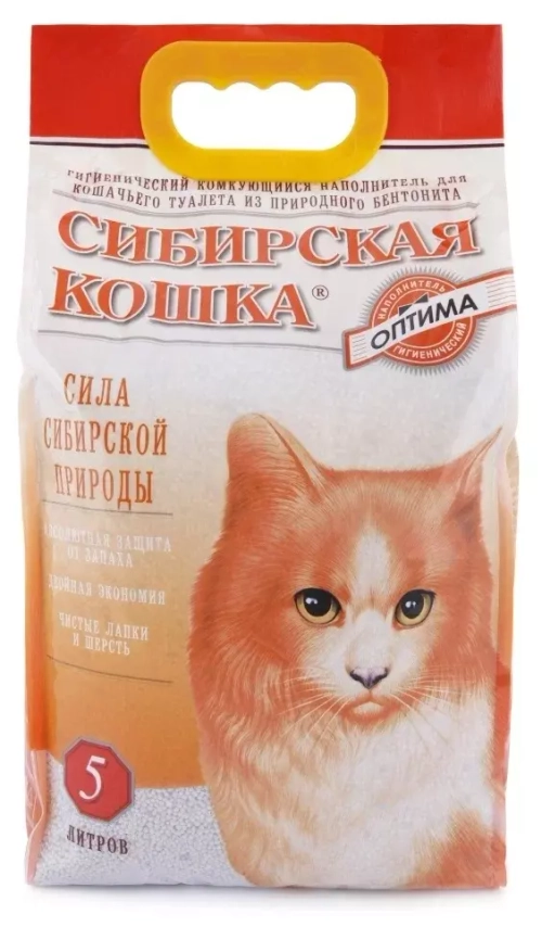 Сибирская кошка Наполнитель комкующийся Оптима, 5л