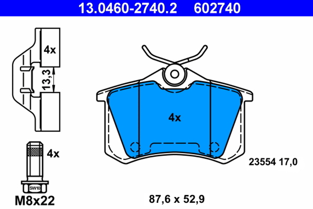 ATE - 13046027402-ATE - Brake Pad Set, disc brake