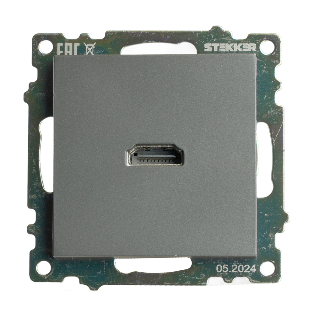 Розетка HDMI 2.1, Type A (механизм), серия Катрин, графит, GLS00-7118-06 50059