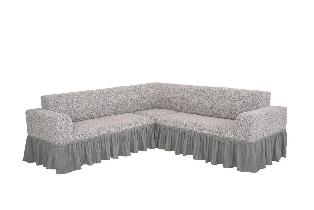 Чехол Жаккард на угловой диван, цвет Слоновая кость