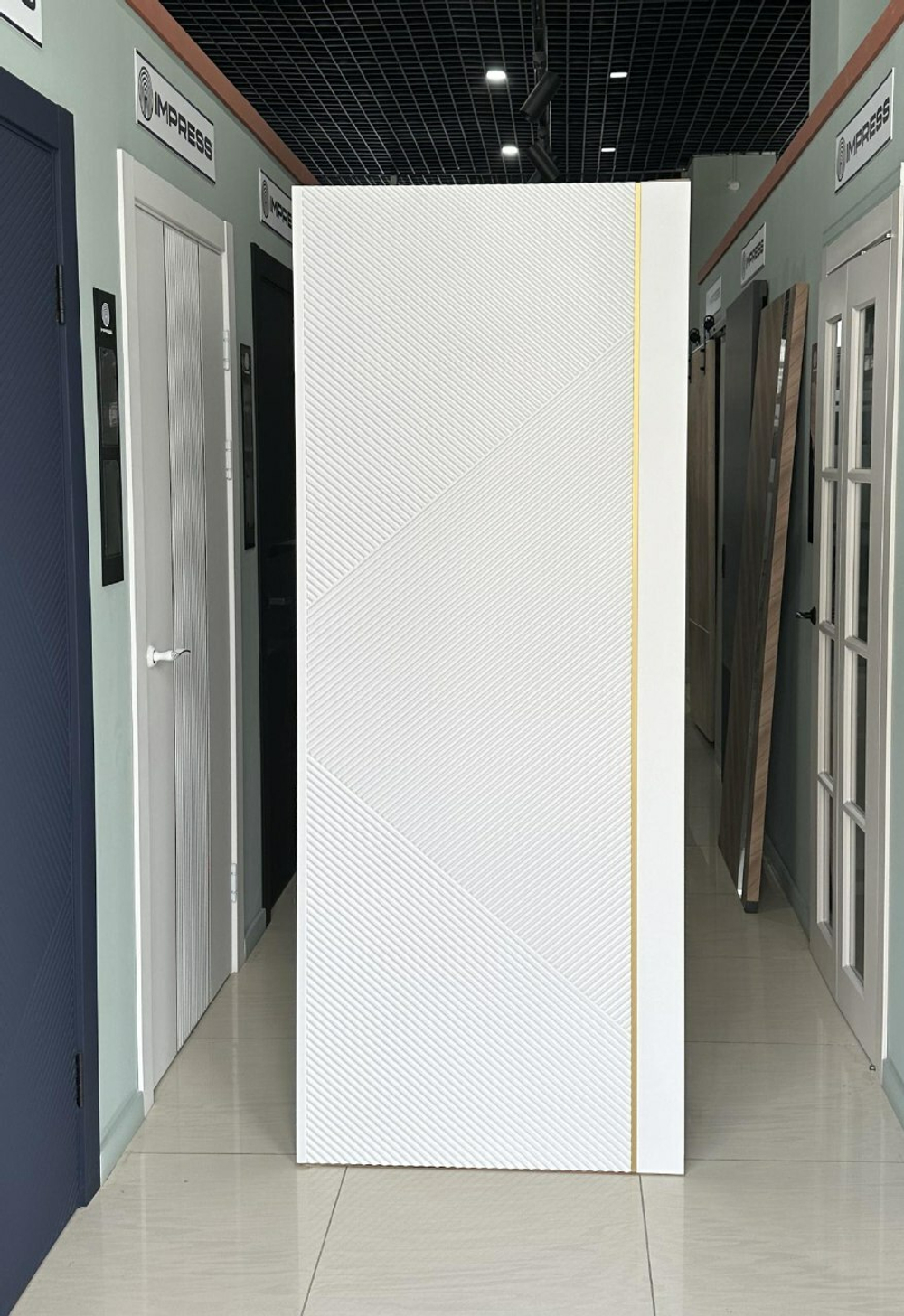 Дверь межкомнатная  Парма -2   белый матовый/золотой молдинг  SV