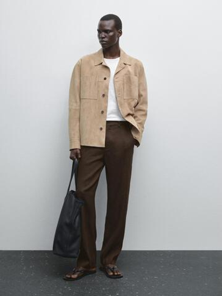 Massimo Dutti Брюки прямого кроя в тонкую полоску, коричневый
