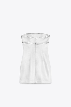 ZARА АТЛАСНОЕ ПЛАТЬЕ С ОТКРЫТЫМИ ПЛЕЧАМИ И БАНТОМ, ЖЕМЧУЖНО-СЕРЫЙ