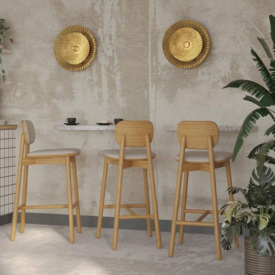 Стул барный с обивкой saga, рогожка, бежевый