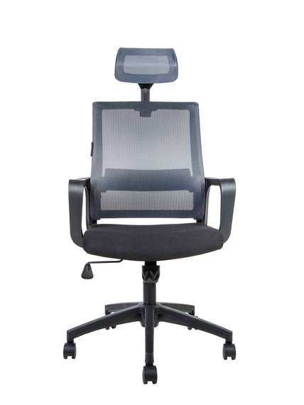 Кресло офисное Норден / Бит / черный пластик / темно серая сетка / черная ткань