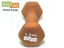 Гантель GO DO в виниловой матовой неопреновой оболочке.  Вес 1 кг.  (Оранжевый)