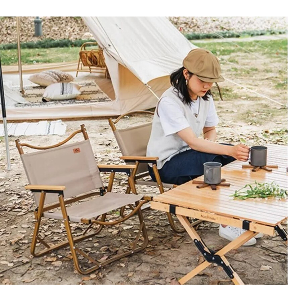 Кресло туристическое Naturehike MW02, складное, бежевое, до 120 кг