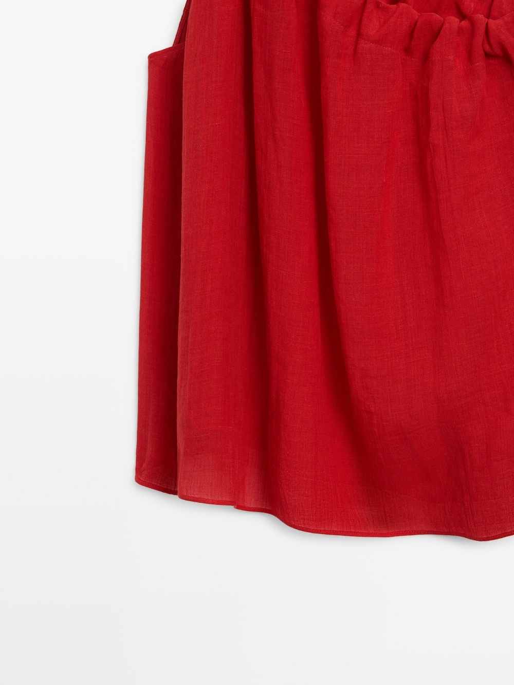 Massimo Dutti Топ из смесовой ткани рами с асимметричным вырезом, красный