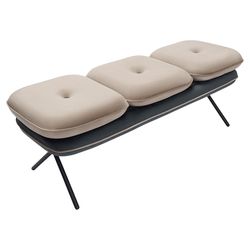 Банкетка Pea, велюр, бежевая/темно-серая