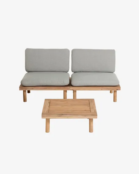 Комплект уличной мебели Viridis из массива акации, 2 кресла, 1 столик