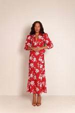 Платье с баской миди