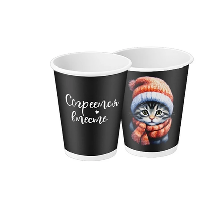 Стакан 350 мл СОГРЕЕМСЯ ВМЕСТЕ КОТИК двуслойный (30/600)