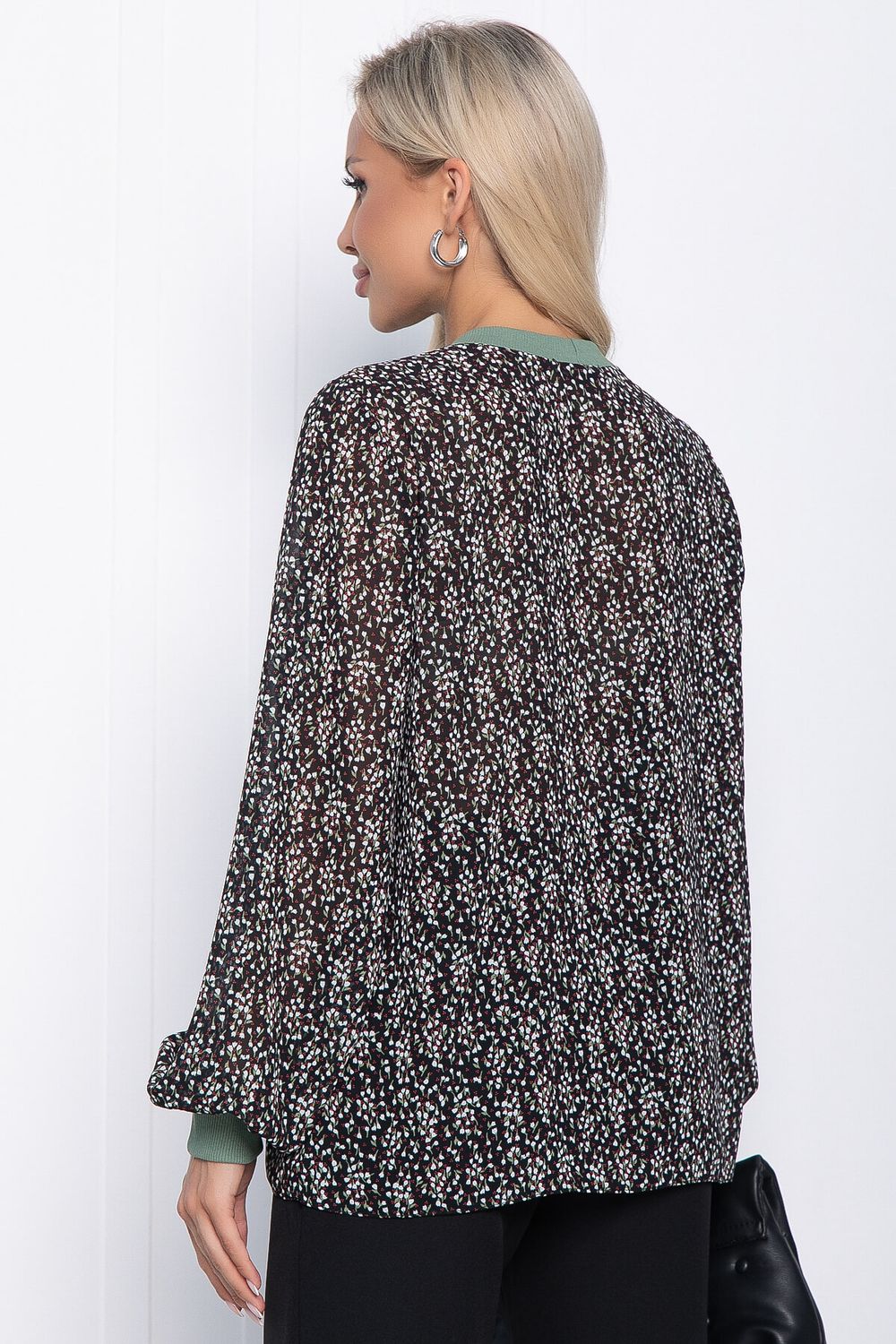 Блуза Шафран (черная/мелкие цветы) Б10796 LT Collection