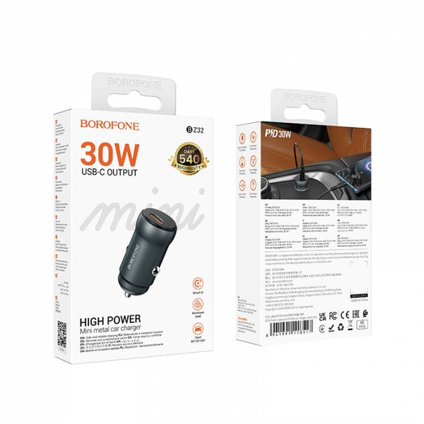 Автомобильное зарядное устройство Borofone PD30W BZ32 (metal gray)
