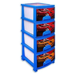 Комод "ДЕКОР"4-х "Тачки" темно-голубой / белый РП-421