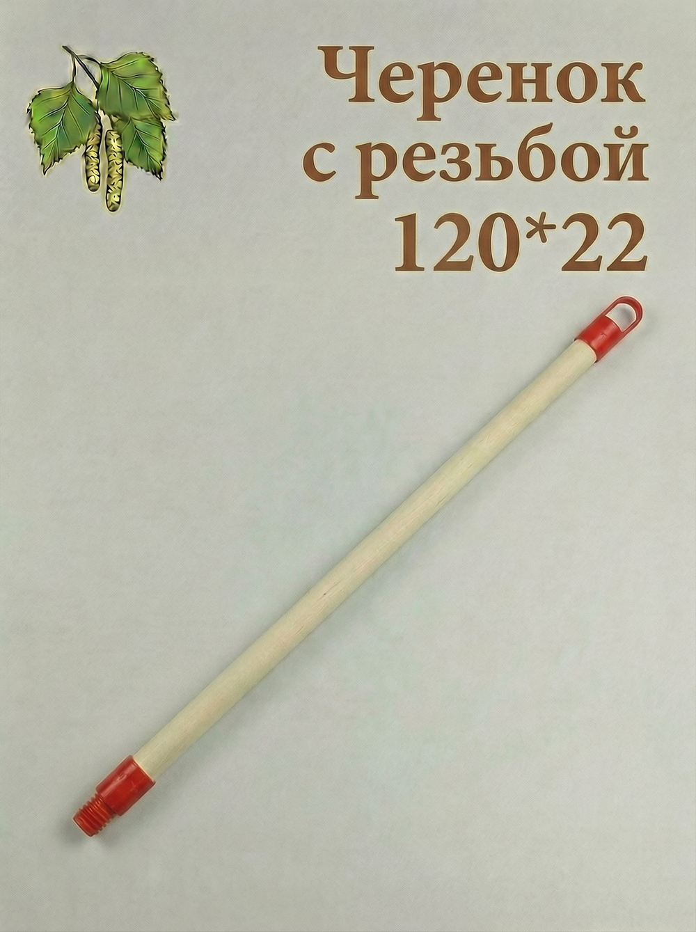 Черенок для швабр,граблей с резьбой и пластиковым подвесом 120см, 22 мм, в/с 1 шт