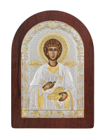 Пантелеймон, икона арочная, красное дерево 120х160
