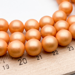 "Майорка" с эффектом сатин, цвет оранжевый, диаметр 9,8 мм, цена за 10 шт (1/4 нити)