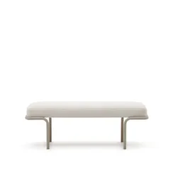 Банкетка Compo из бежевой синели, серые металлические ножки, 130 см