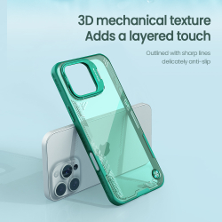 Чехол зеленого цвета от Nillkin с металлической крышкой на iPhone 16 Pro Max, серия Iceblade Prop Case (Hollow Version) (версия с открытой камерой)