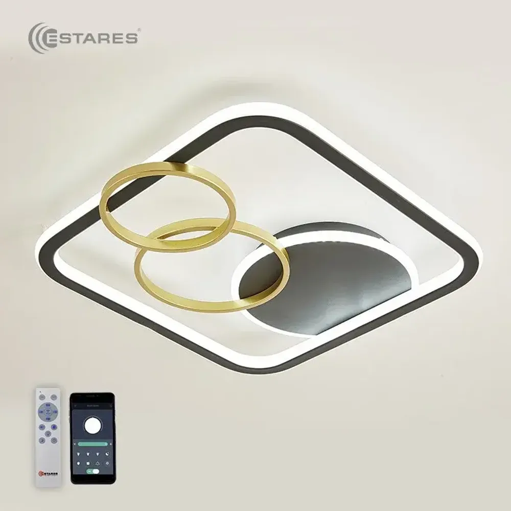 Управляемый светодиодный светильник MENSOLA 90W S-APP-450x450x60-BLACK/GOLD/WHITE-220-IP20