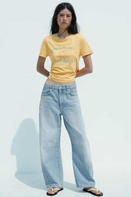 ZARA ФУТБОЛКА С ЭФФЕКТОМ ПОТЕРТОСТИ CARE BEARS™, ЖЕЛТЫЙ