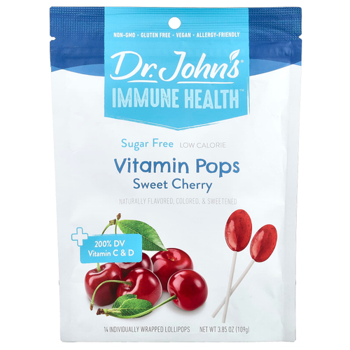 Dr. John's Healthy Sweets, Immune Health™, витаминные леденцы, со вкусом черешни, 14 леденцов в индивидуальной упаковке, 109 г (3,85 унции)
