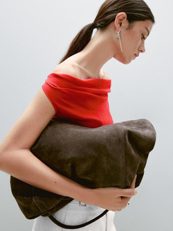 Massimo Dutti Топ с открытыми плечами, красный