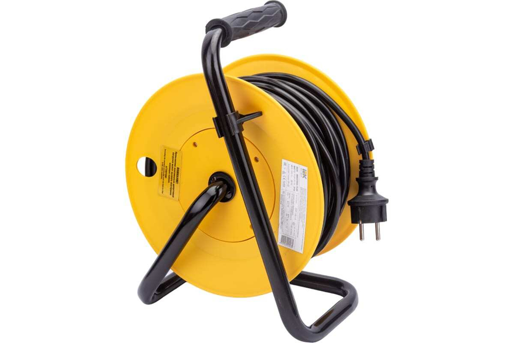 Удлинитель силовой на катушке с термозащитой 4 места 3500Вт 20м 3х1,5мм2 IP44 INDUSTRIAL PLUS IEK