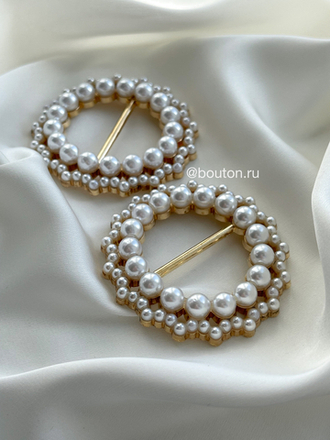 Пряжка жемчуг золото 25 мм. круглая