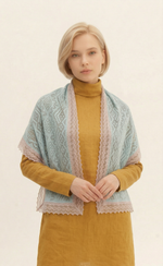 Ажурный летний палантин МА12040-24/02 небесный/экрю